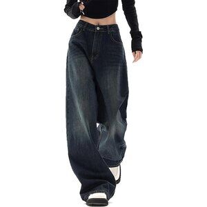 Women's Wide Leg Baggy Jeans High Waist Vintage 90s Y2K Casual